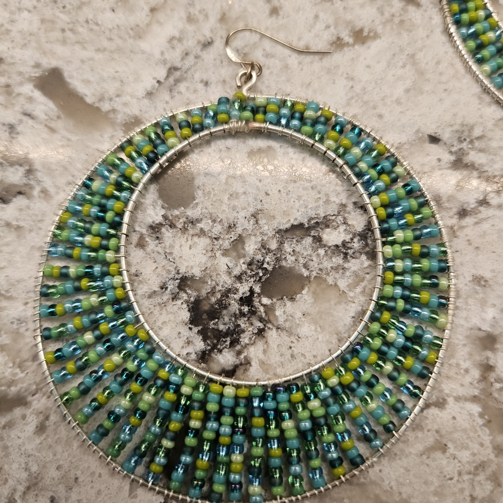 Vibrant Beaded Hoop Earrings